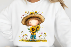 Whimsical Summer Sunflower Boy Clipart Product Image 2