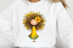 Whimsical Summer Sunflower Girl Clipart Product Image 2