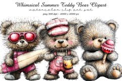 Whimsical Summer Teddy Bear Clipart Product Image 1