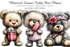 Whimsical Summer Teddy Bear Clipart Product Image 1