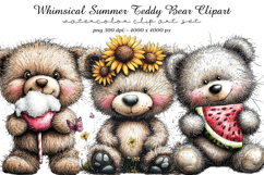 Whimsical Summer Teddy Bear Clipart Product Image 1