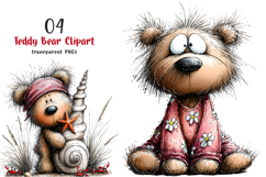 Whimsical Summer Teddy Bear Clipart Product Image 1