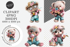 Whimsical summer teddy bear clipart - Summer teddy bear Png Product Image 1
