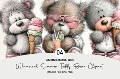 Whimsical Summer Teddy Bear Clipart Product Image 1