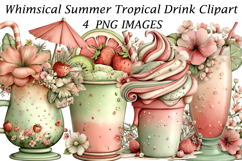 Whimsical Summer Tropical Drink Clipart Product Image 1