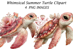 Whimsical Summer Turtle Clipart Product Image 1