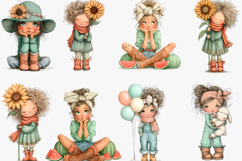 Whimsical Summer Western Girl Clipart Watercolor png Product Image 2