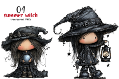Whimsical Summer Witch Clipart Product Image 1
