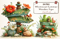 Whimsical Summer Wooden Sign Clipart Product Image 1