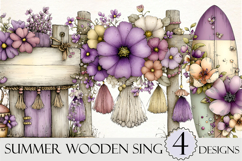 Whimsical Summer Wooden Sing Clipart Product Image 1