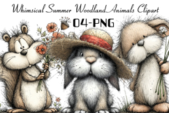 Whimsical Summer Woodland Animals Clipart Product Image 1