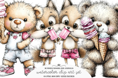 Whimsical summer woodland animals clipart - Summer animals Product Image 1