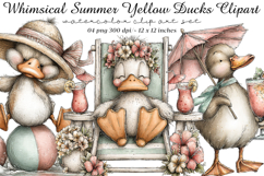 Whimsical Summer Yellow Ducks Clipart Product Image 1