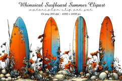 Whimsical Surfboard Summer Clipart Product Image 1