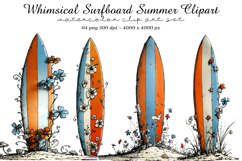 Whimsical Surfboard Summer Clipart Product Image 1