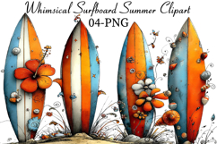 Whimsical Surfboard Summer Clipart Product Image 1