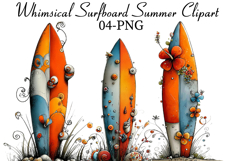 Whimsical Surfboard Summer Clipart Product Image 1