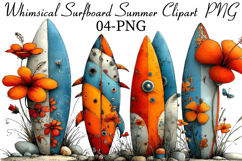 Whimsical Surfboard Summer Clipart PNG Product Image 1