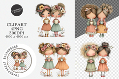 Whimsical Tea Girl Clipart Product Image 1