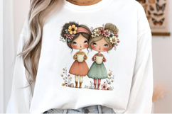 Whimsical Tea Girl Clipart Product Image 2