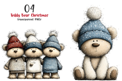 Whimsical Teddy Bear Christmas Clipart Product Image 1