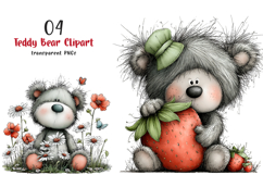 Whimsical Teddy Bear Clipart Png Product Image 1