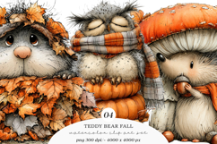 Whimsical teddy bear fall clipart Product Image 1