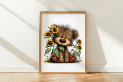 Whimsical Teddy Bear Nursery Sunflower Clipart Product Image 3