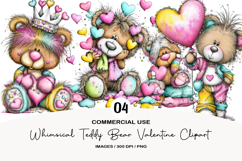 Whimsical Teddy Bear Valentine Clipart Product Image 1