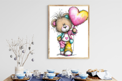 Whimsical Teddy Bear Valentine Clipart Product Image 3
