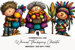 Whimsical Thanksgiving Character Clipart Product Image 1