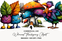 Whimsical Thanksgiving Clipart Sublimation Product Image 1