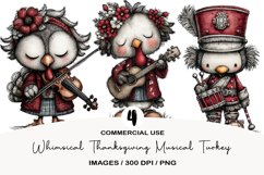 Whimsical Thanksgiving Musical Turkey Clipart Product Image 1