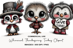 Whimsical Thanksgiving Turkey Clipart Product Image 1