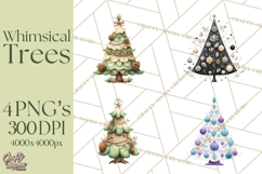 Whimsical Christmas Tree Clipart PNG Holiday Tree Images Product Image 1
