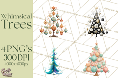 Whimsical Christmas Tree Clipart PNG Holiday Tree Images Product Image 1
