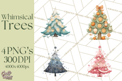 Whimsical Christmas Tree Clipart PNG Holiday Tree Images Product Image 1