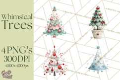 Whimsical Christmas Tree Clipart PNG Holiday Tree Images Product Image 1
