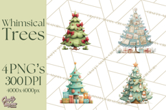 Whimsical Christmas Tree Clipart PNG Holiday Tree Images Product Image 1
