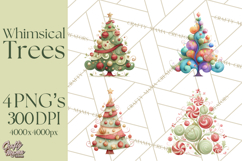 Whimsical Christmas Tree Clipart PNG Holiday Tree Images Product Image 1