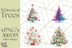 Whimsical Christmas Tree Clipart PNG Holiday Tree Images Product Image 1