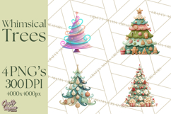 Whimsical Christmas Tree Clipart PNG Holiday Tree Images Product Image 1