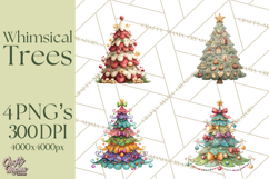 Whimsical Christmas Tree Clipart PNG Holiday Tree Images Product Image 1