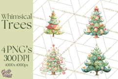 Whimsical Christmas Tree Clipart PNG Holiday Tree Images Product Image 1