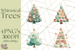 Whimsical Christmas Tree Clipart PNG Holiday Tree Images Product Image 1