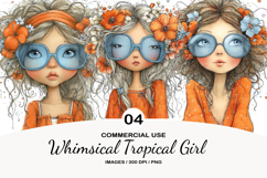 Whimsical Tropical Girl Watercolor Clipart Product Image 1