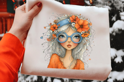 Whimsical Tropical Girl Watercolor Clipart Product Image 2