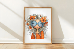 Whimsical Tropical Girl Watercolor Clipart Product Image 3