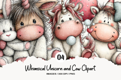 Whimsical Unicorn and Cow Clipart Product Image 1