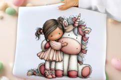 Whimsical Unicorn and Girl Clipart Product Image 2